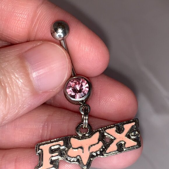 Pink Fox Dangle Belly Ring - Picture 2 of 12